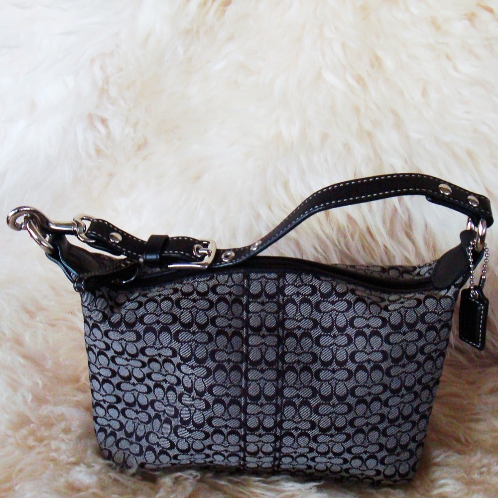 COACH  Black & Grey Signature Mini Bag NWOT